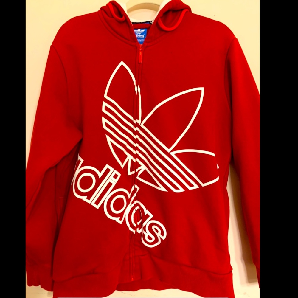 Adidas Red Full Zip Men’s Hoodie -Large